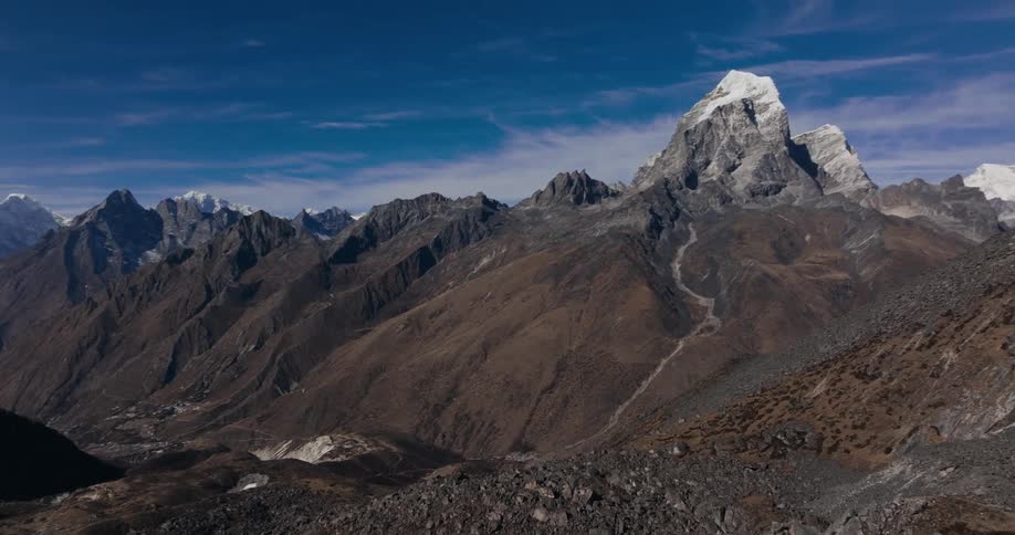 Rocky mountains with snowcapped peaks
