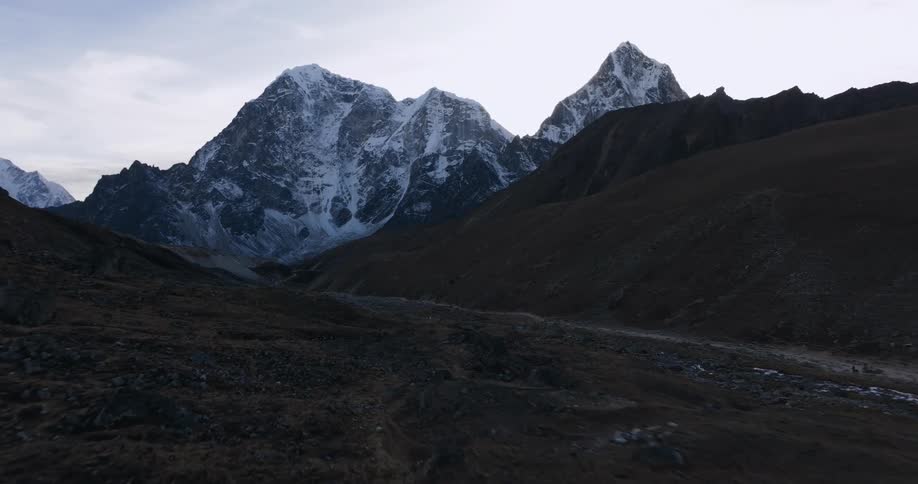 An aerial view of the peak of mount everest