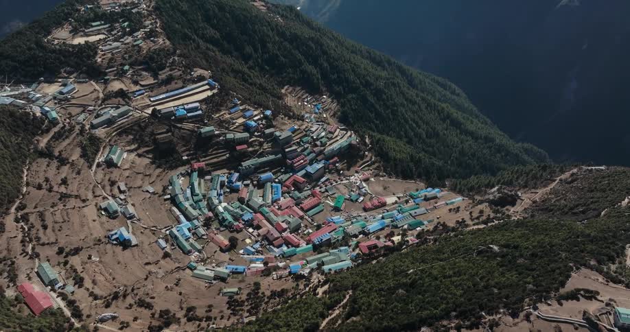 A small town high up on a mountain