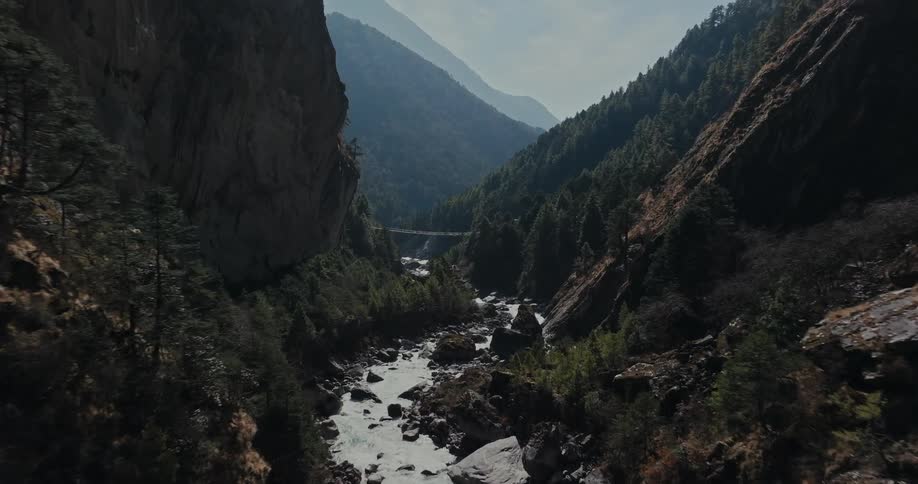 A shallow river in a mountain valley