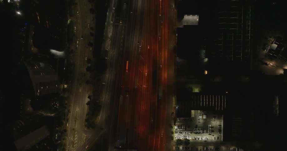 A freeway crossing a city