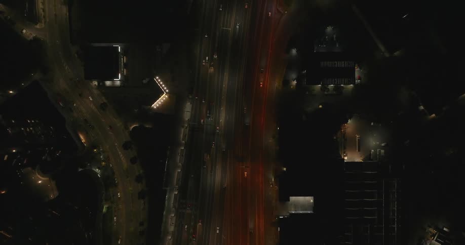 A freeway crossing a city