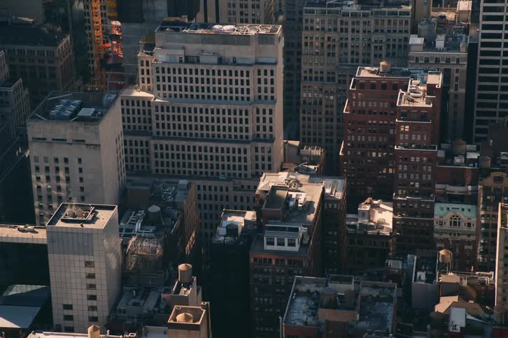 Aerial view of a dense neighborhood in a big metropolitan city