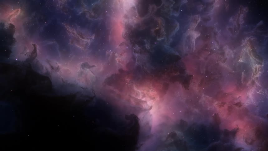 Space with glowing purple nebula