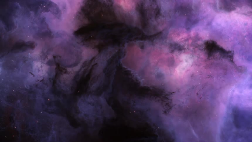 Purple clouds float in space