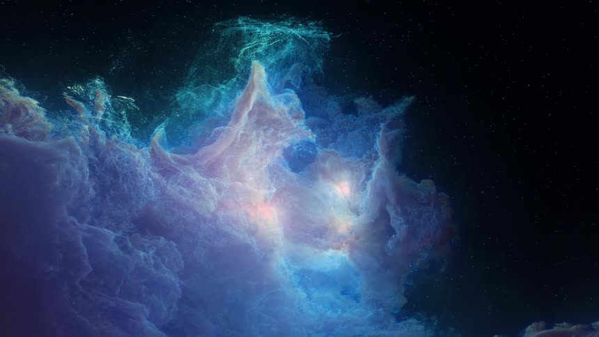 A distant sun glows brightly through the clouds of a nebula