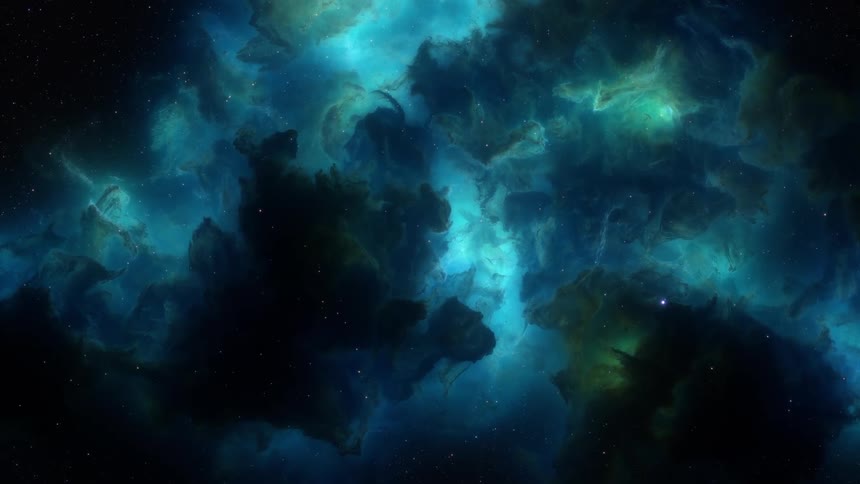 A blue nebula in outer space