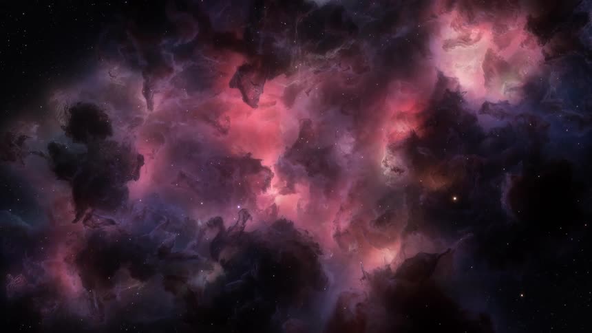 Bright and dark purple space nebula