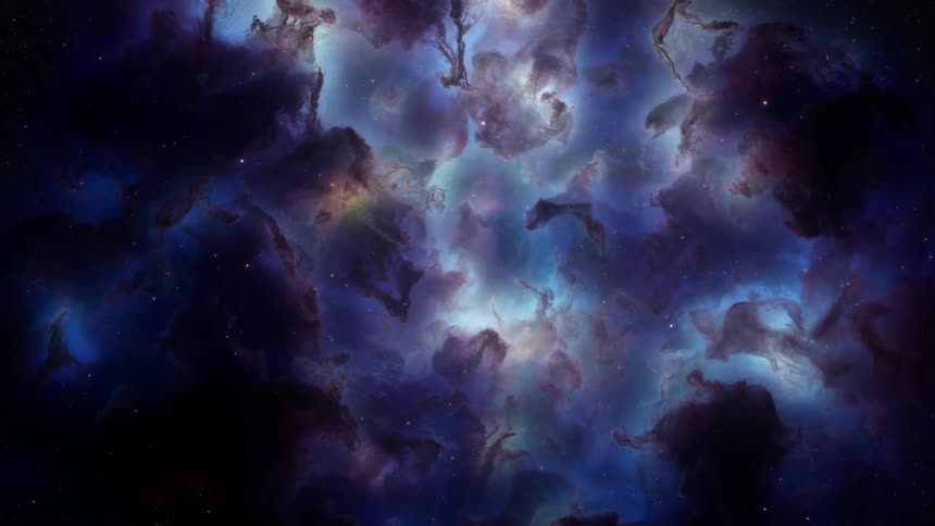 There are blue clouds in the night sky