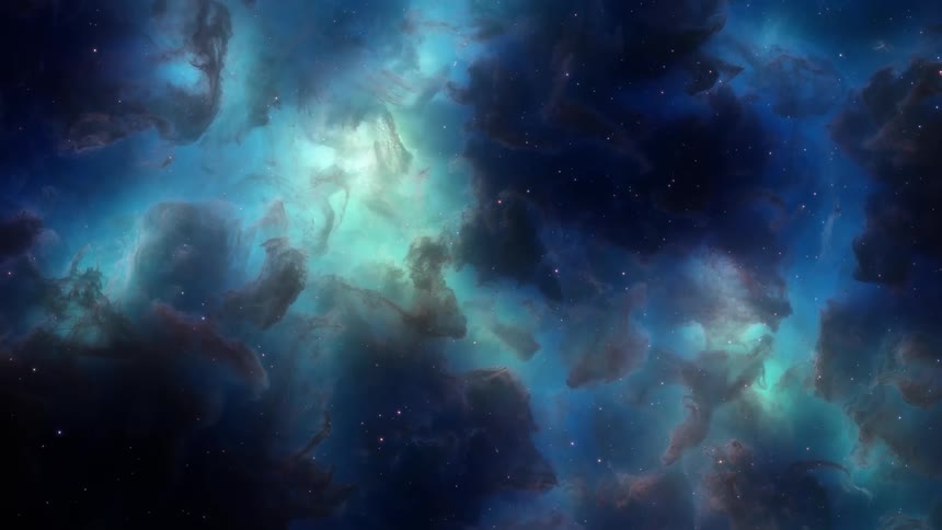 Space with bluish and dark nebula