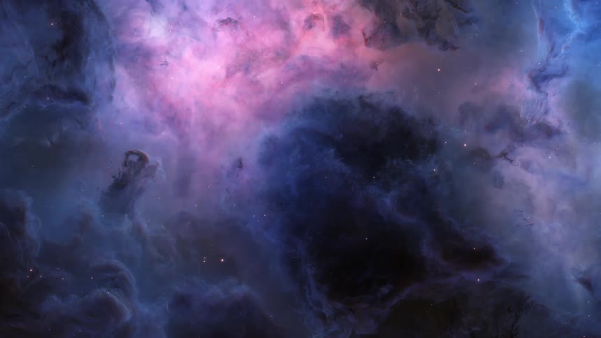 Dark space nebula with bright purple coloring