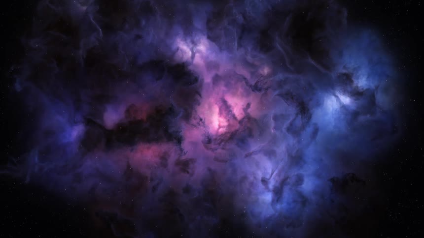 Space nebula of bright and dark purple coloring