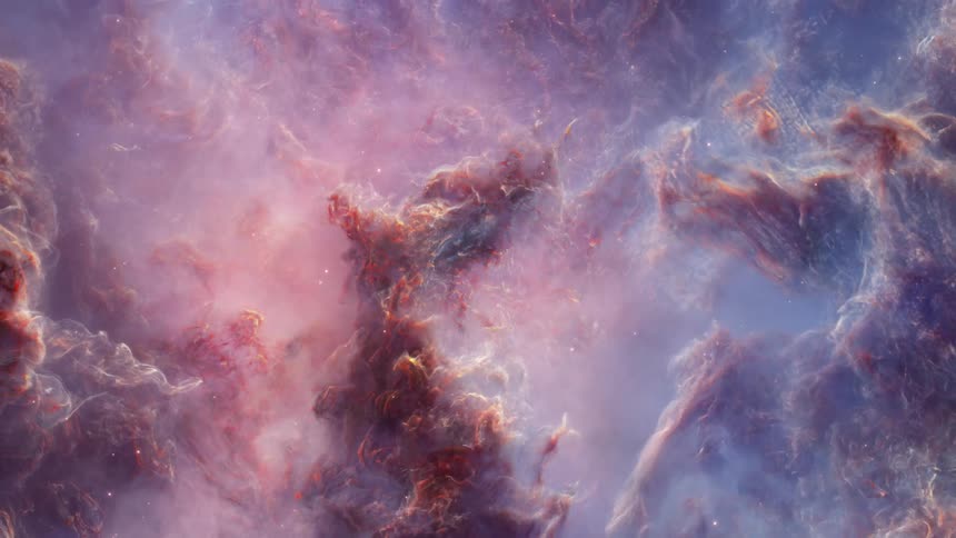 Purple clouds fill outer space