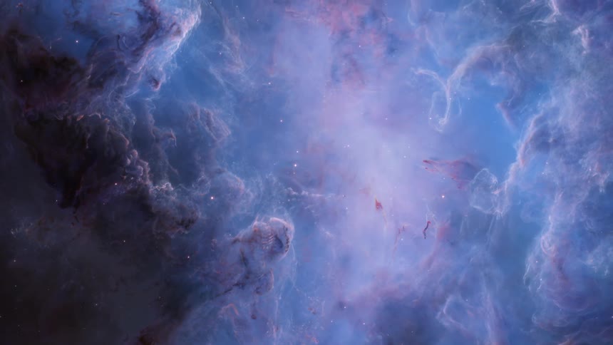 The view of the galaxy with blue and red effect