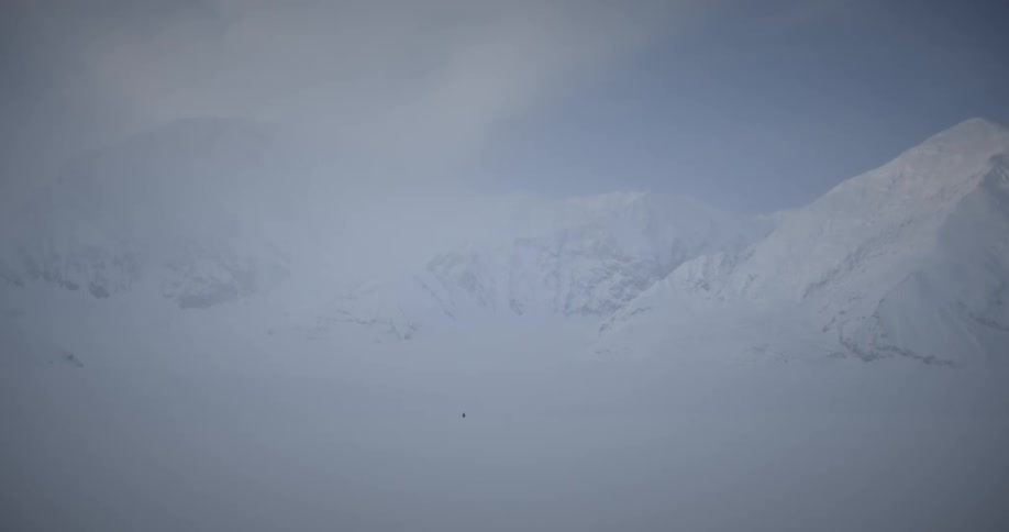Mountains covered in ice during winter