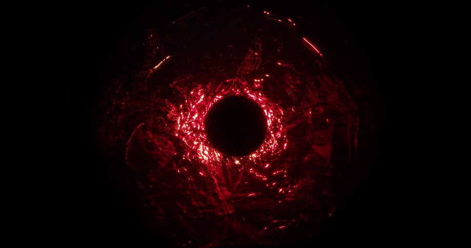 Small black hole with a dark red liquid around it