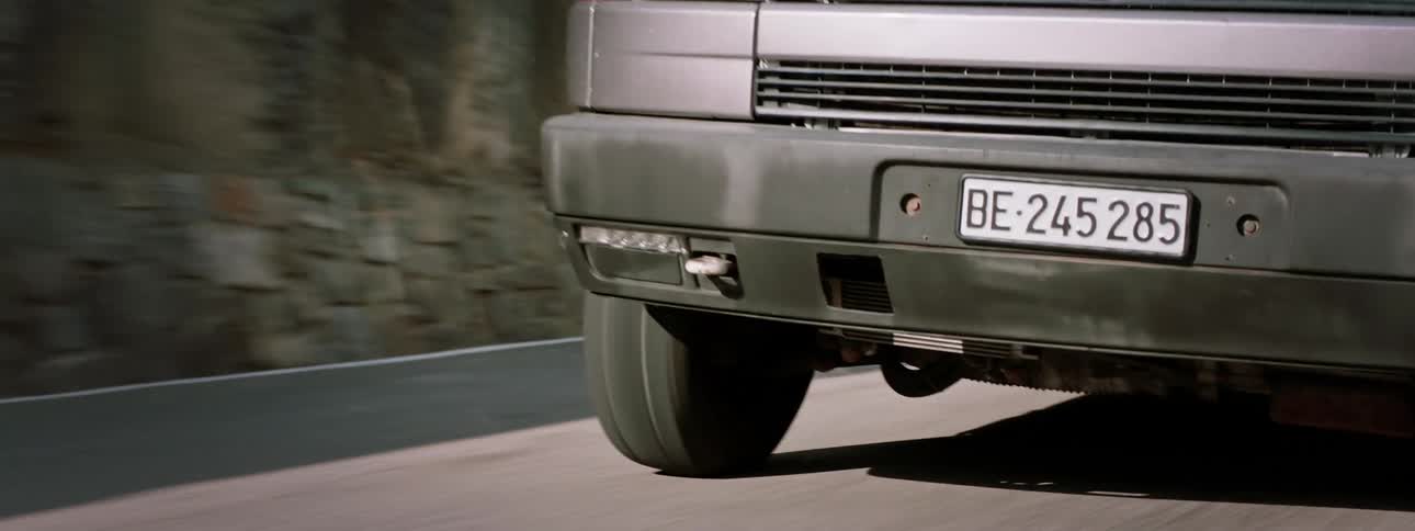 A vehicle swerves on a road