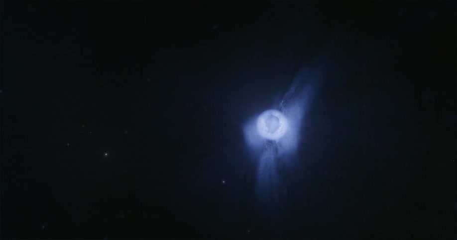 A white star forming in the sky causing a strong glow and throwing lights to the sides
