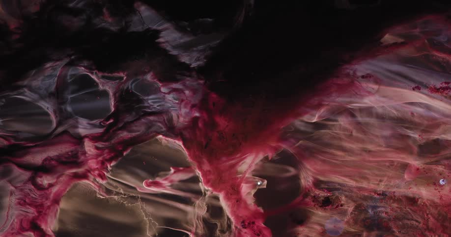 Extreme closet in a dense and abstract dark and reddish fluid in different movements