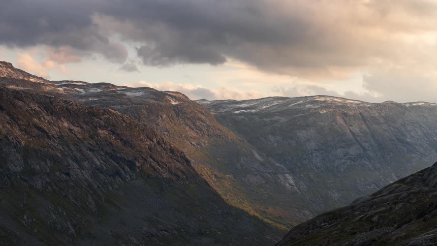 Mountain area at sunset