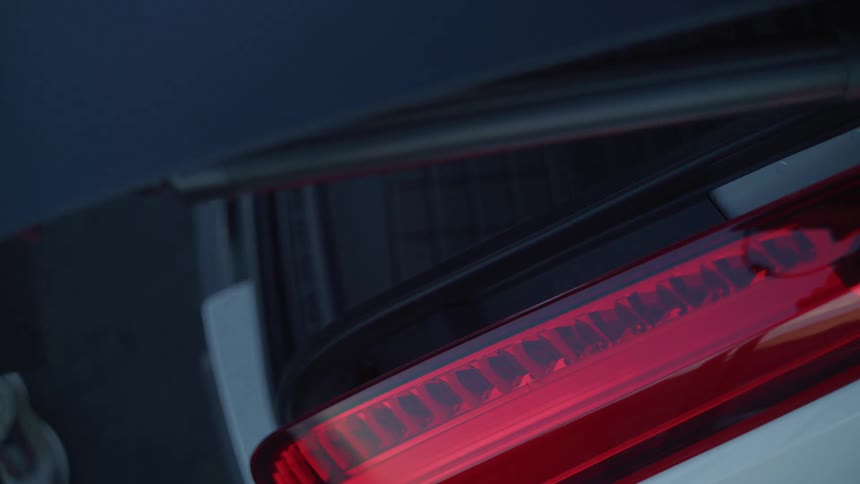 A close up clip of a black private car