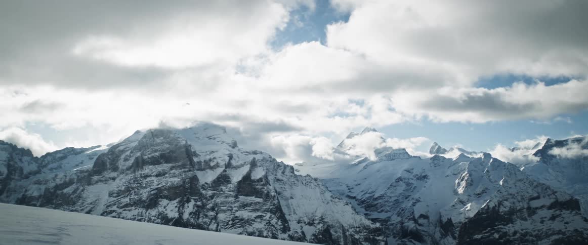 A snow covered mountain range