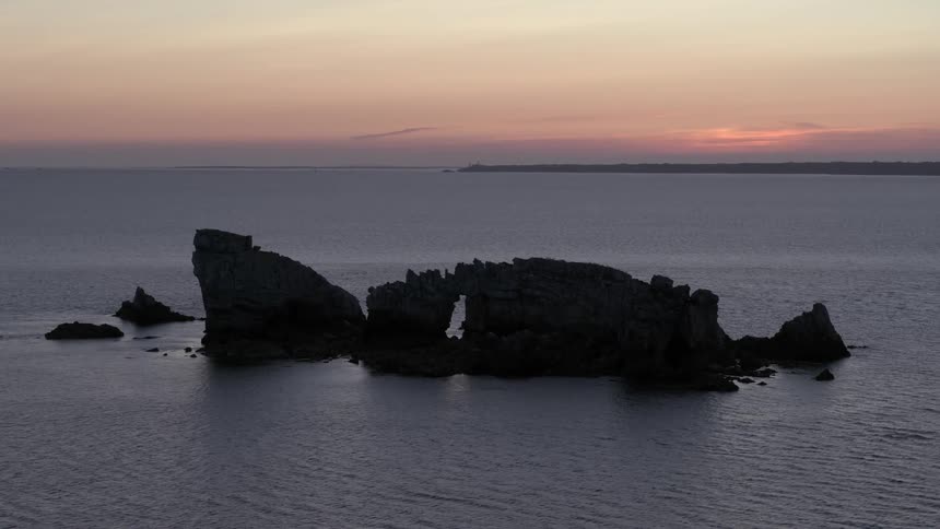 An island sits off the coast