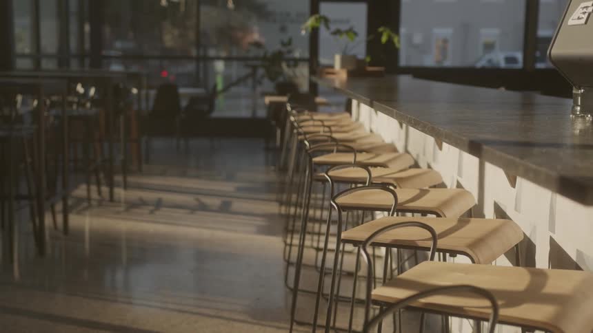 Chairs lined up in a restaurant