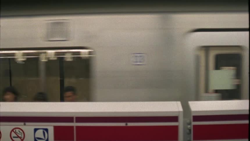 A train stops in the station