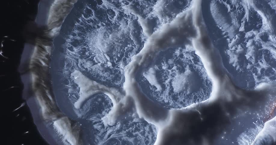 The foam moves and spreads