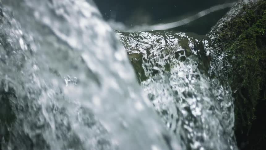 A waterfall is shown at the very top as it crashes down