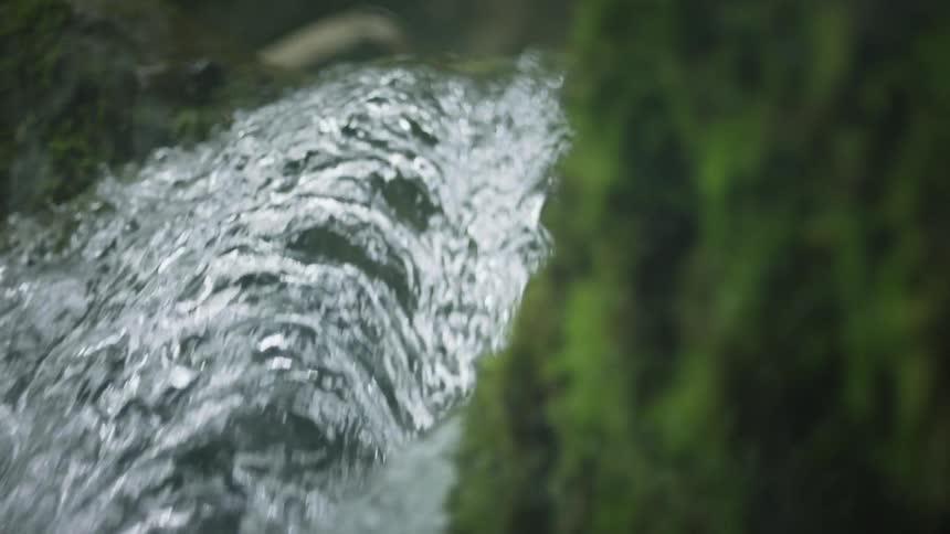 Water flows over rocks