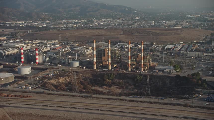 An aerial clip of a factory
