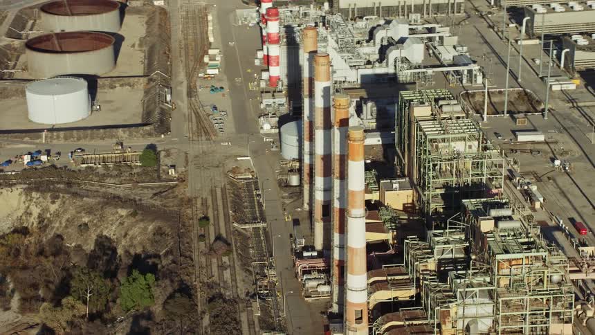 An aerial clip of a factory