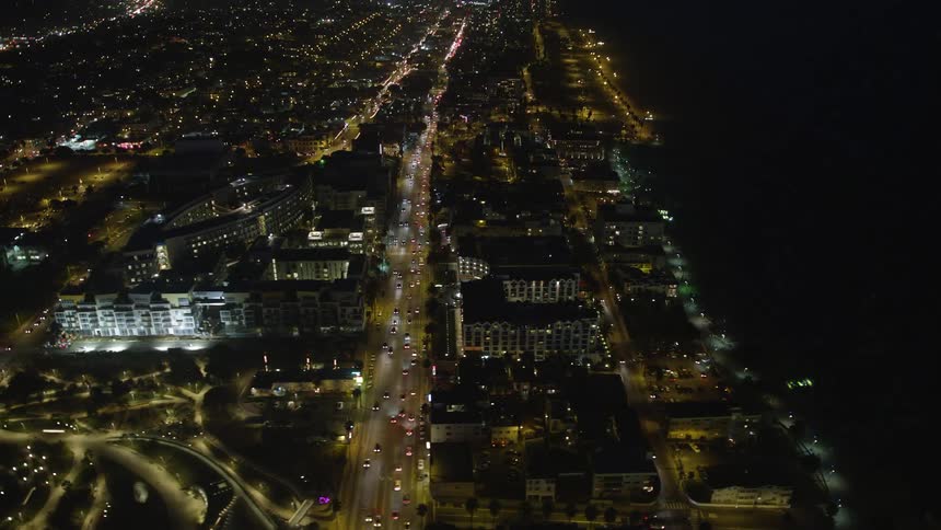 A night aerial clip of a city