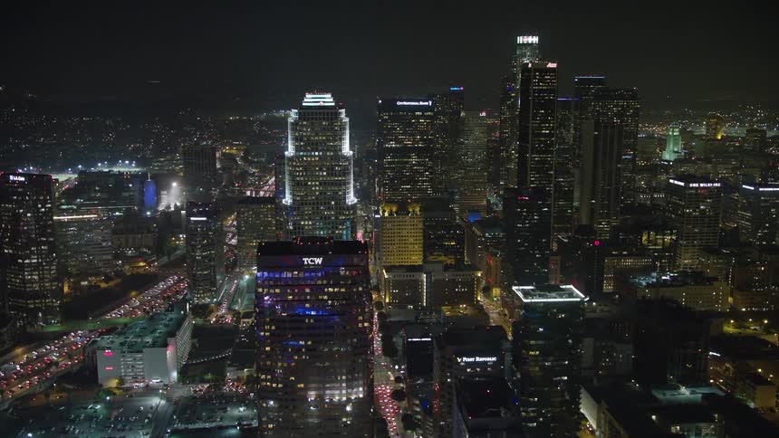 An aerial view of los angeles at night