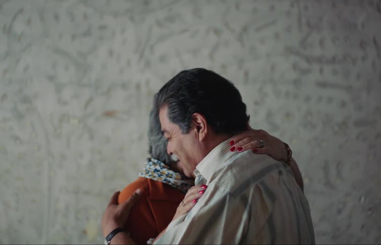 Elderly couple dancing romantically