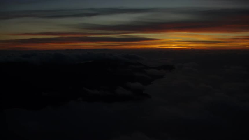 The sun is nearly set in the sky