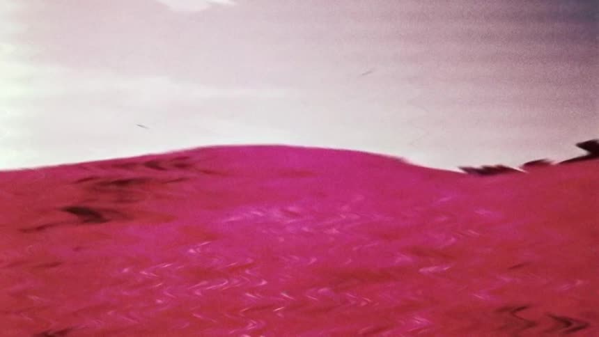 A pink substance appears to flow