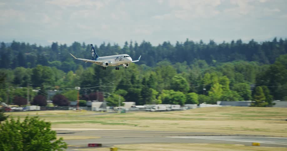 A footage of a plane landing on the track