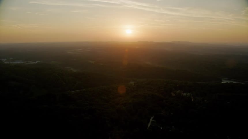 An aerial dusk clip of a forest