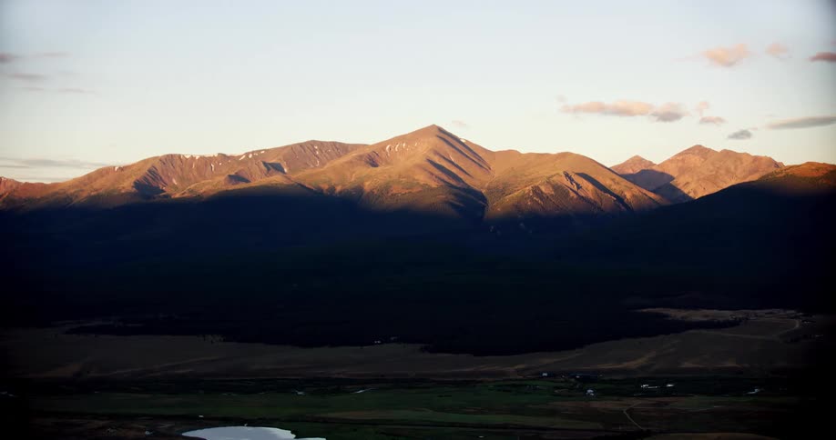 A mountain range and valley