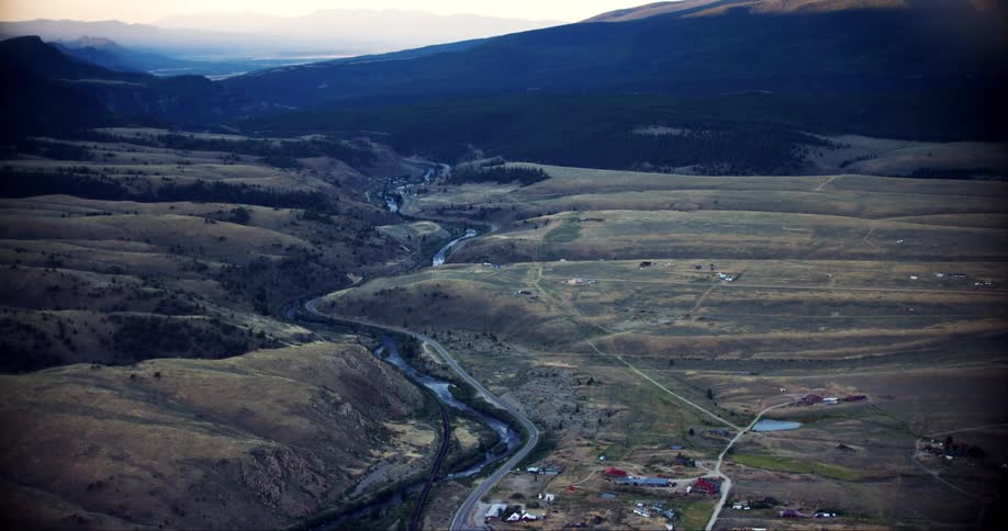 A small town is by the stream