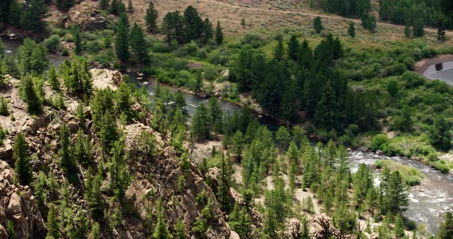 A mountain near a river