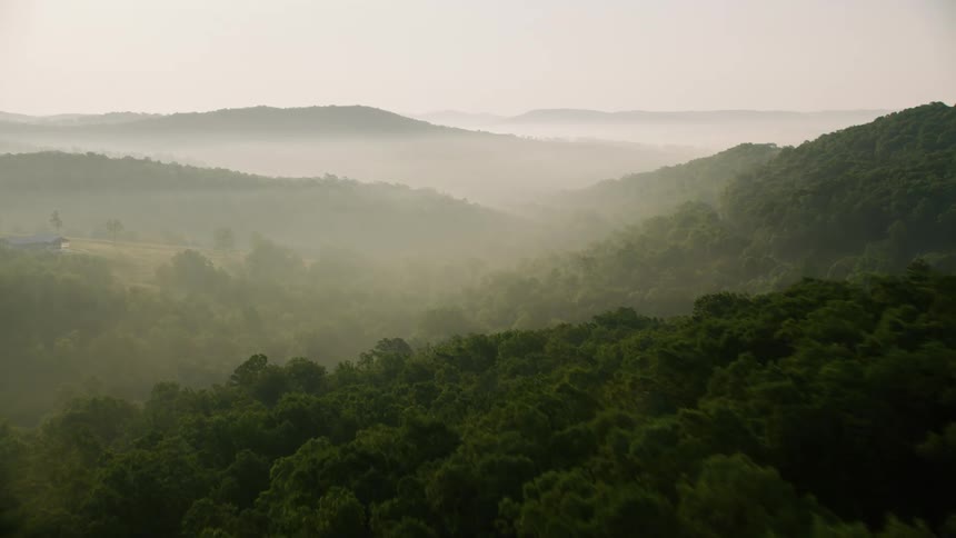 Mist and fog is covering the mountains during spring
