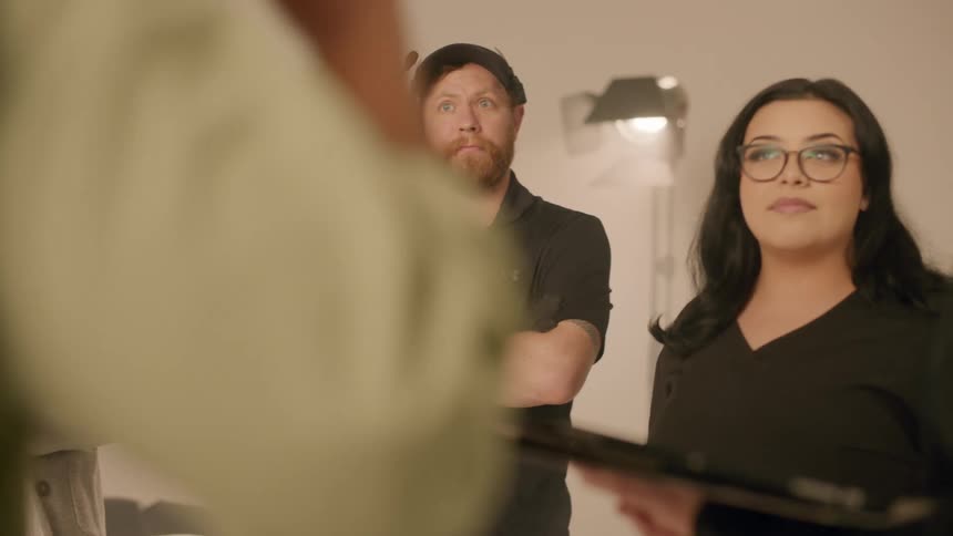 Footage of an employee meeting