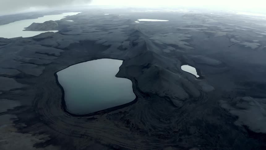 An aerial clip of a mountain range in the arctic