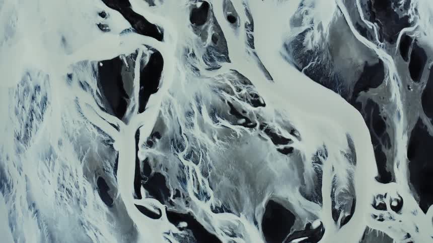 Snow and ice surrounding a glacier