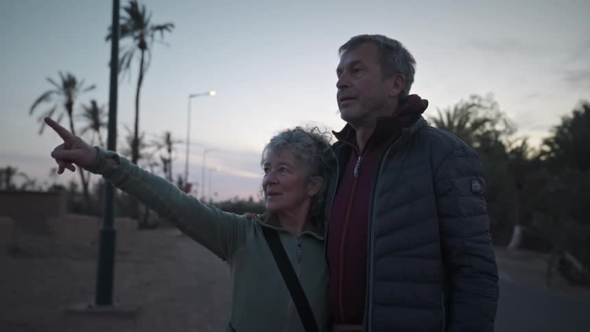 A clip of an older couple sightseeing