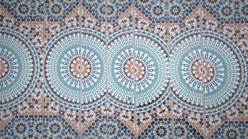 Interior architecture of an artistic tile wall